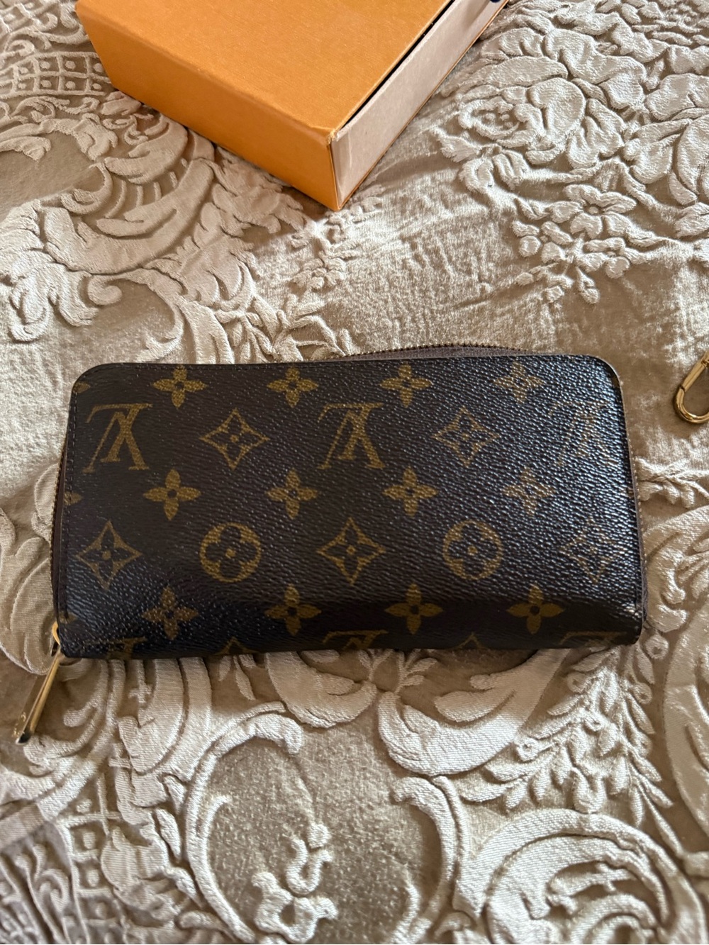 Louis Vuitton Monogram Zip Around Wallet in Brown and Gold